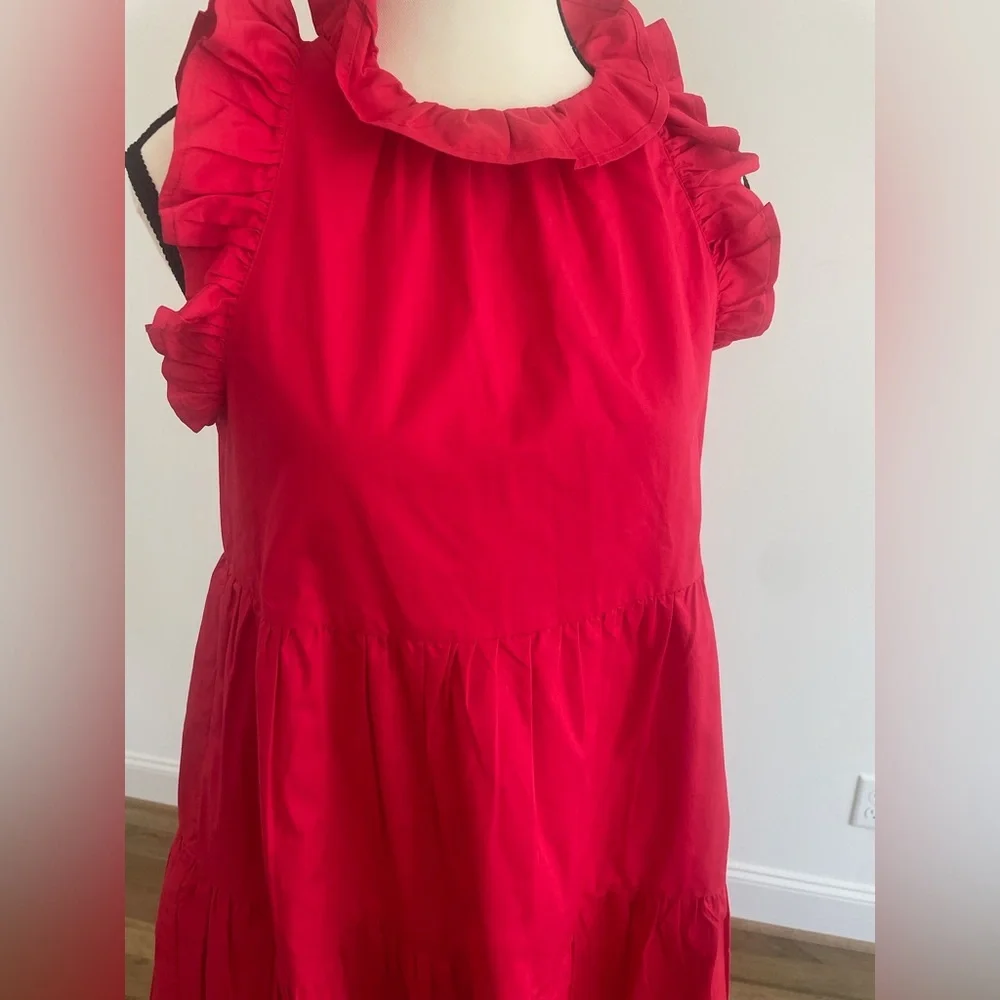 TCEC Red Ruffle Mini Dress, Size Small - Picture 3 of 14